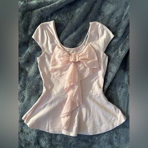 Baby Pink Bow Ruffle Top